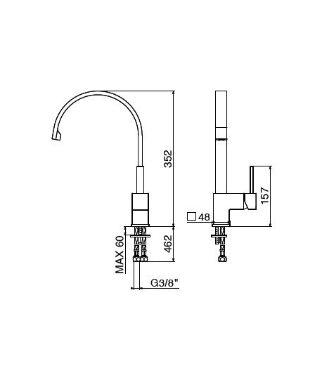 .Miscelatore lavello 4466/44C0 serie SQUARE GATTONI
