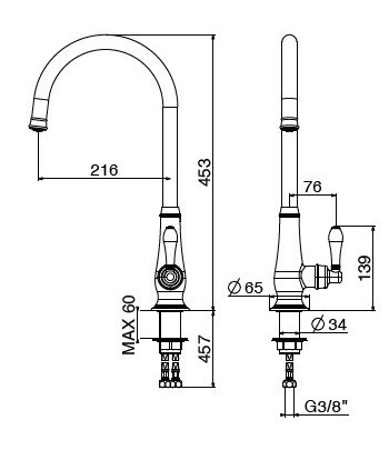 .Miscelatore lavello C920/PCC0 serie BAROK GATTONI