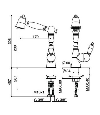 .Miscelatore lavello 6013465C0 serie RETRO GATTONI