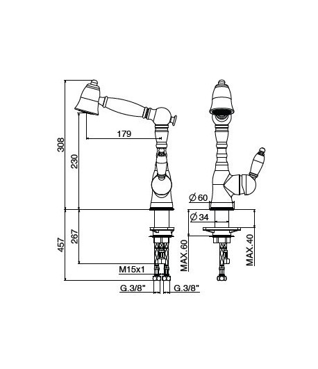 .Miscelatore lavello 6013465C0 serie RETRO GATTONI