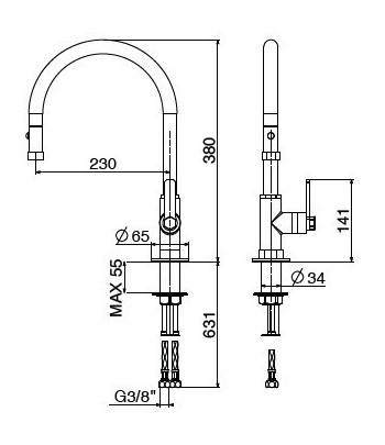Miscelatore lavello C805/PCC0 serie MECH GATTONI.Miscelatore lavello C805/PCC0 serie MECH GATTONI